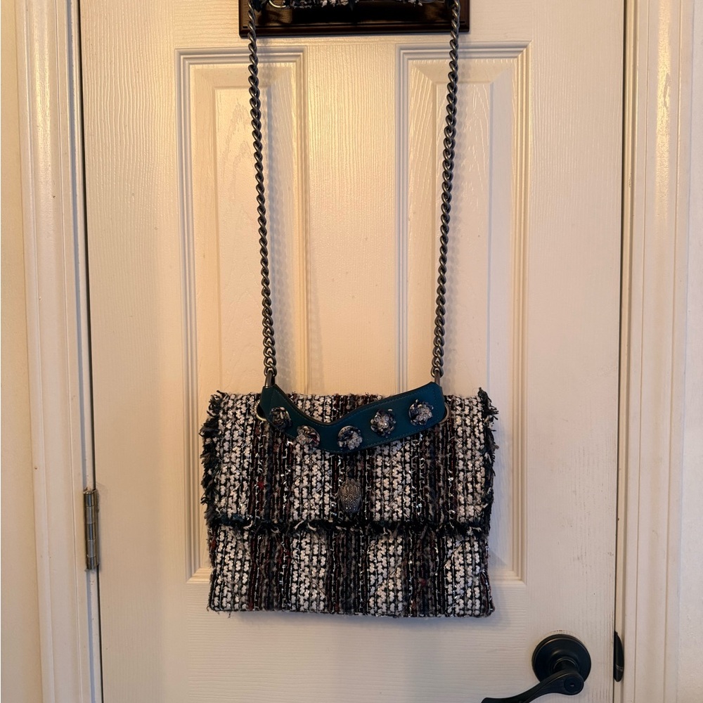 Kurt Geiger Tweed Shoulder Bag - Black and White